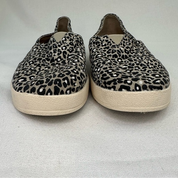 Toms Avalon Leopard Print Canvas Slip On Shoe 9 Black Tan - Picture 3 of 10